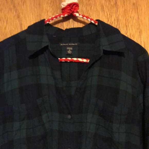 Banana Republic plaid Tunic w drop waist / drawstring ~ size 6 - Picture 5 of 9